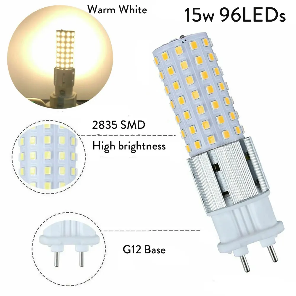 Imagem -03 - Super G12 Led Corn Lights Lâmpada de Substituição Incandescente para Armazém de Rua 15w 96leds 150w