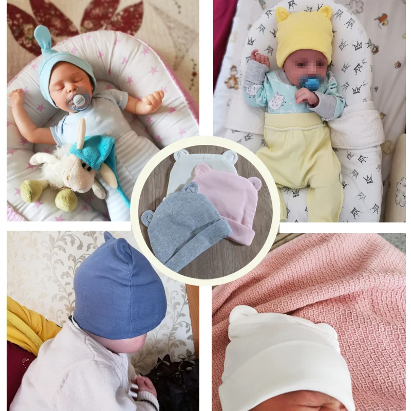 Soft Newborn Hat Baby Beanie Cotton Infant Bonnet Baby Cap for Girls Boys Kids Hats Newborn Photography Props Accessories 0-12M