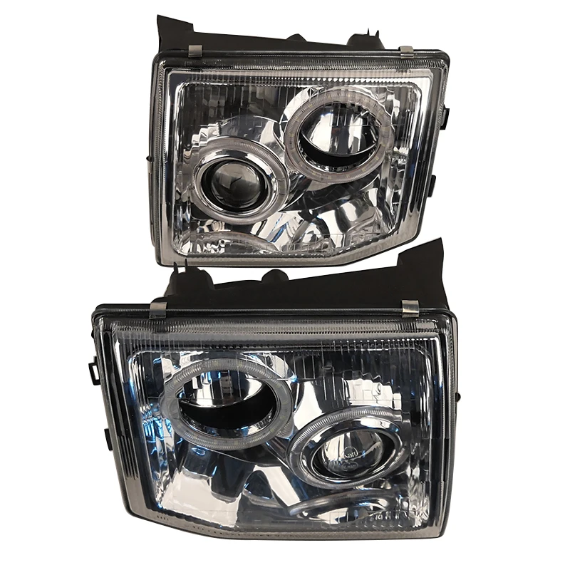 Car LED Angel Eye Lens Headlight For Pajero Headlamp V31 V32 92 93 94 95 Modified White Bac  far and near Light A Pair