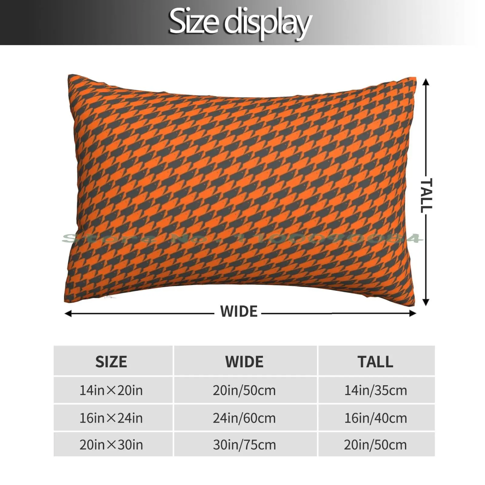 Sharkstooth Sharks Pattern Repeat In Grey And Orange Pillow Case 20x30 50*75 Sofa Bedroom Sanic Gotta Golang Fast Hedgehog