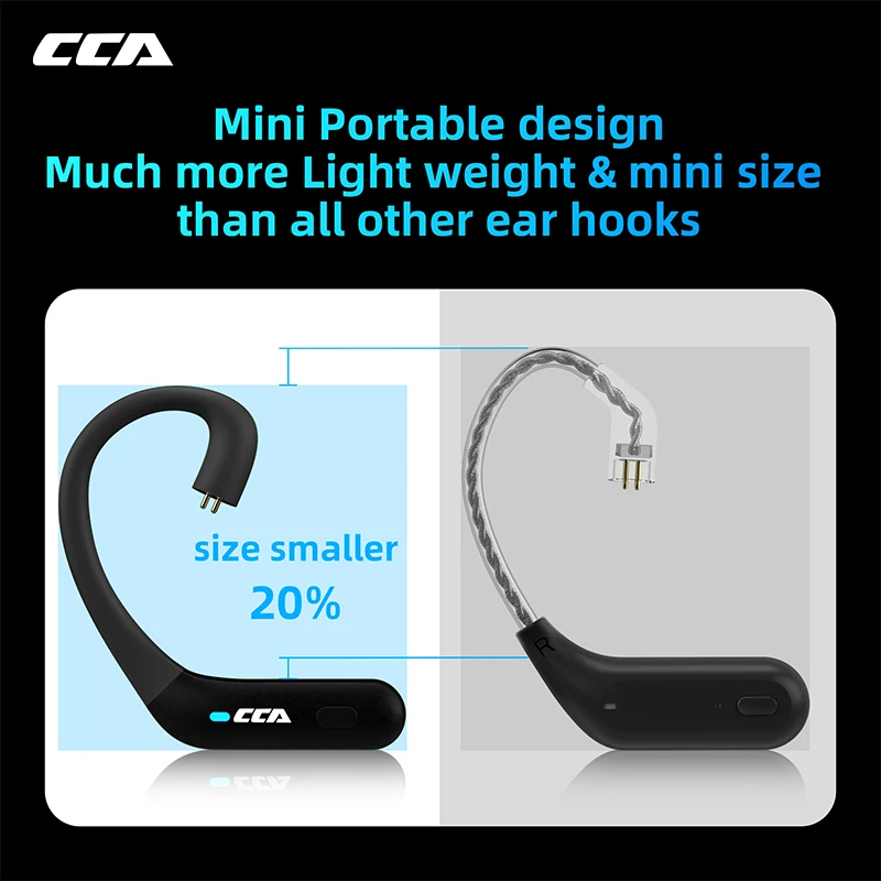 CCA BTX بلوتوث متوافق 5.2 صحيح سماعات لاسلكية الأذن هوك واقي أذن رياضي سماعة 2 طرق HiFi لعبة سماعات لاسلكية