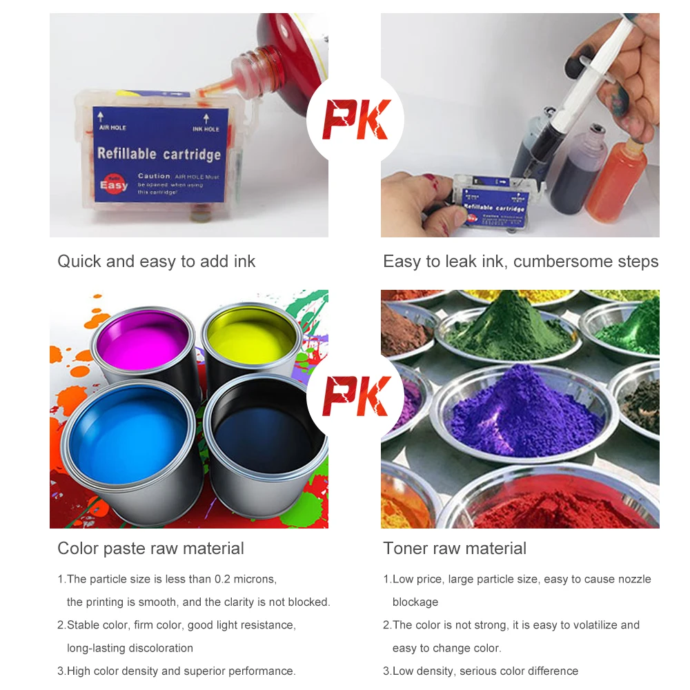 Jetvinner 400ml Universal Dye Ink C M Y K Refill Ink 100ml*4pcs Kit Compatible for Epson Canon HP Brother Printer
