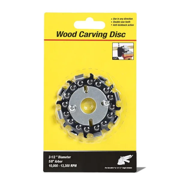 Wood Carving Disc 2.5 Inch Carbide Chain Saw Blade Used for Angle Grinder and Woodworking Carving/Shaping/Cutting