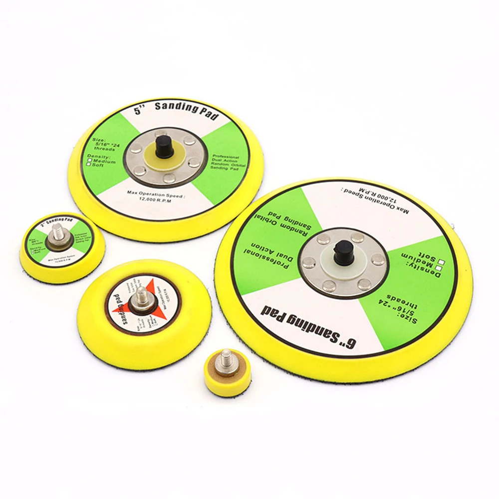 1'' - 6'' Sanding Disc Backing Pads Hook and Loop M6 5/16 Thread for Air Sander