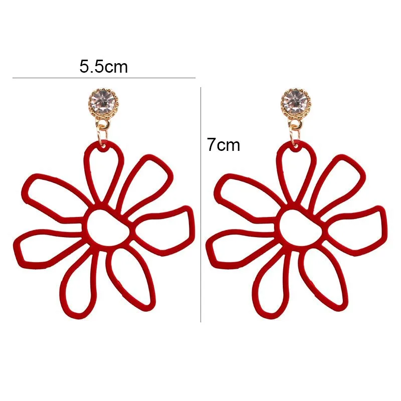 2023 neue Rote Hängende Ohrringe für Frauen Lange Blume Herz Anhänger Baumeln Ohrringe Unregelmäßige Geometrie Element Ohr Schmuck – Detail 32
