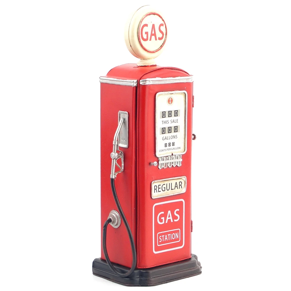 Antique Classical Petrol Pump Model Retro Vintage Wrought Metal Crafts For Home Decoration American Old Gas Pump