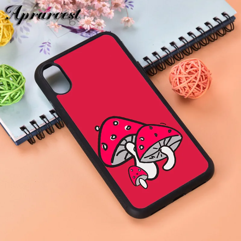 Aprarvest Shroom mushroom red print Silicone Rubber Phone Case Cover For iPhone 6 6S 7 8 PLUS X XS XR 11 12 MINI PRO MAX