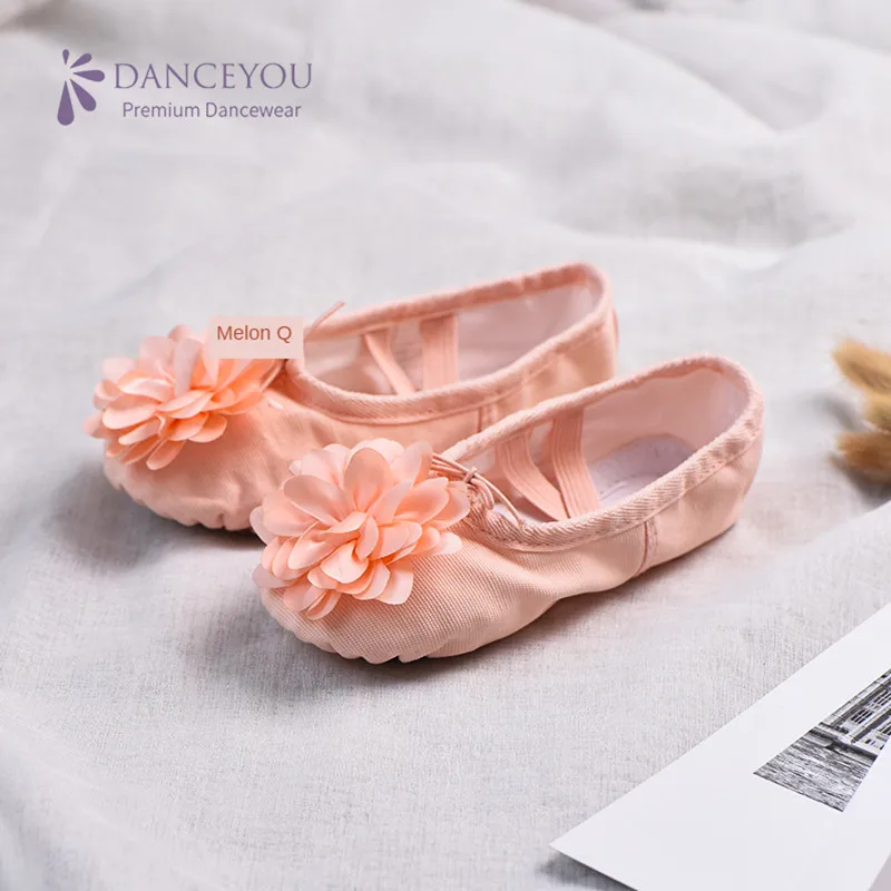 New Coming Flower Petal Canvas Ballet Shoes Split Sole Suede Ballerina Girls Women Dancewear Salsa  Slippers Gym Yoga Lady Jazz