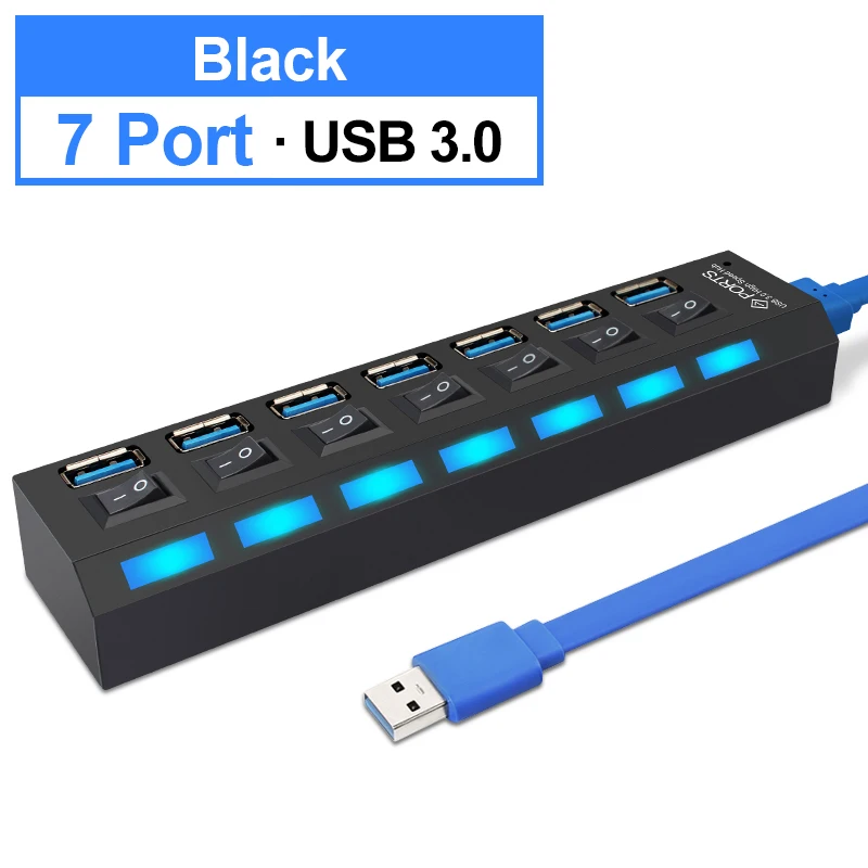 HUB USB 3.0 4/7 Cổng Micro USB 3.0 Bộ Chia Với Bộ Chuyển Đổi Nguồn Điện USB Mở Rộng Tốc Độ Cao 5Gbps USB bộ Chia 3 HUB Dành Cho Máy Tính Laptop