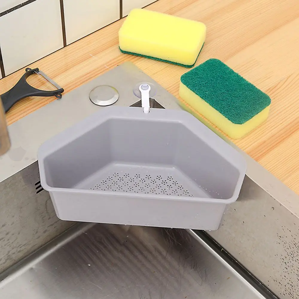 Vegetable Fruit Drainer Kitchen Storage Tool Sink Filter Shelf  Basket Triangular Sink Strainer Kitchen Triangular Sink