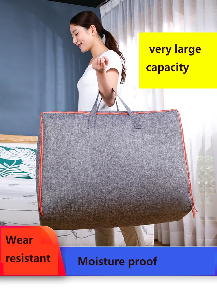 Large-capacity Canvas Moving House Luggage Clothes Storage Portable Extra Large  Travel Bag Quilt Big Bag  No Smell