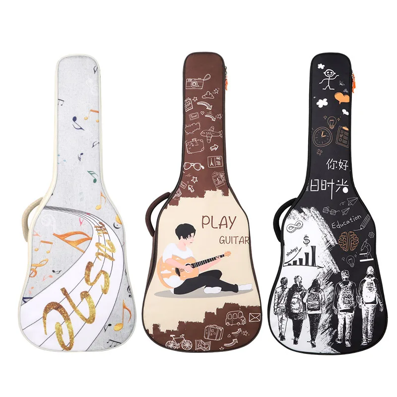 

40/41 Inch Creative Pattern Guitar Bag Double Shoulder Straps Padded Acoustic Guitar Waterproof Backpack Instrument Bags Case