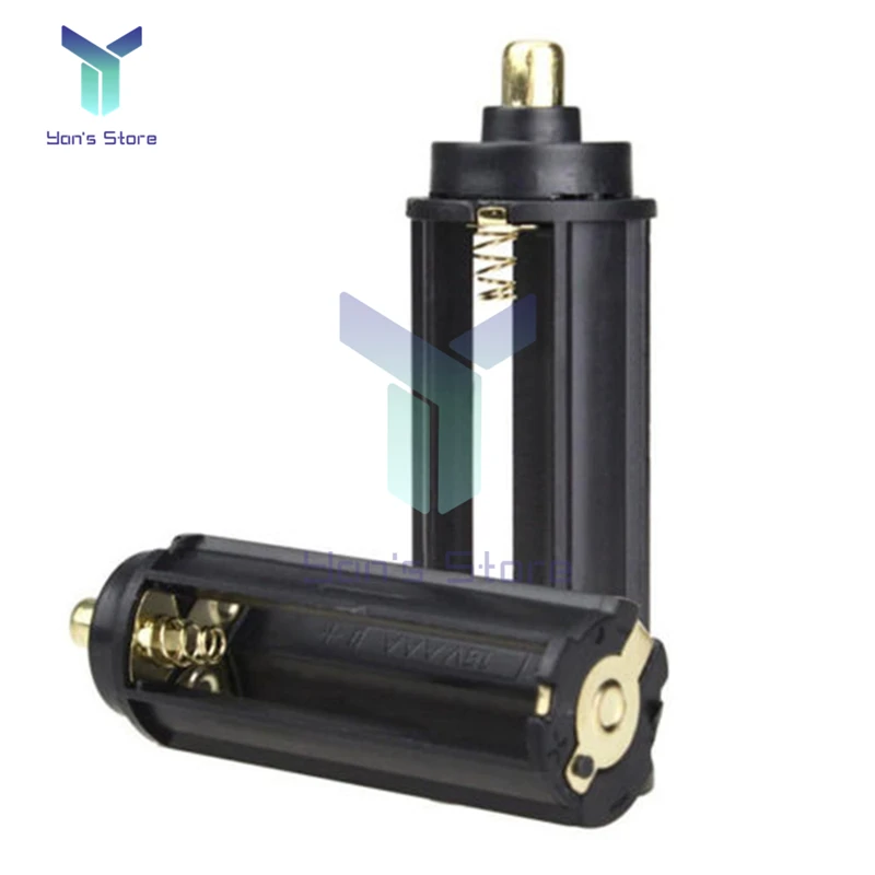 3 Pin AAA Giá Đầu Đen Plastical Kim Loại Bảo Vệ Giá Đỡ Hộp Ốp Lưng Hình Trụ Loại Đèn Pin Đèn Pin 65Mm * 21mm Box