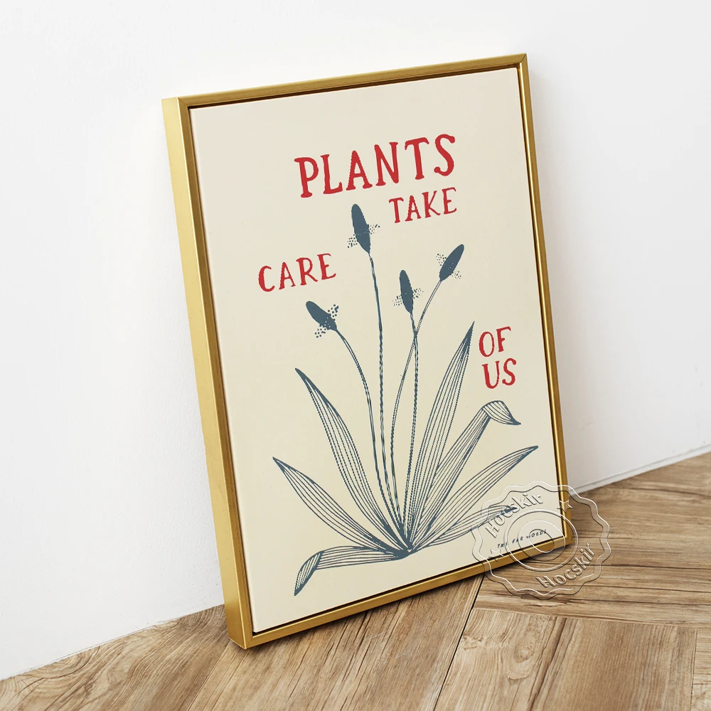 Plants Take Care Of Us Poster, Phragmites Australis Wall Picture, Inspirational Quote Art Prints, Botanical Abstract Home Decor