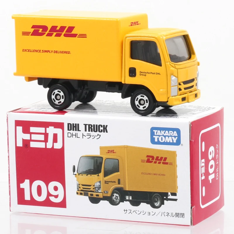 TAKARA TOMY TOMICA Alloy Model Cars Toys Simulation No. 109 DHL Transport Truck Gifts For Kids.