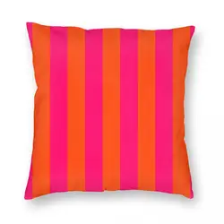 Bright Neon Pink Orange Stripes Square Pillowcase Polyester Linen Velvet Creative Zip Decor Throw Pillow Case Home Cushion Case