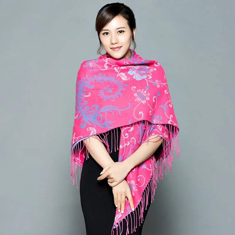 Phoenix Shawl Scarf Dual-Use Thickened Women'S Autumn And Winter Big Square Scarf Ethnic Cashmere Middle-Aged And Elderly People