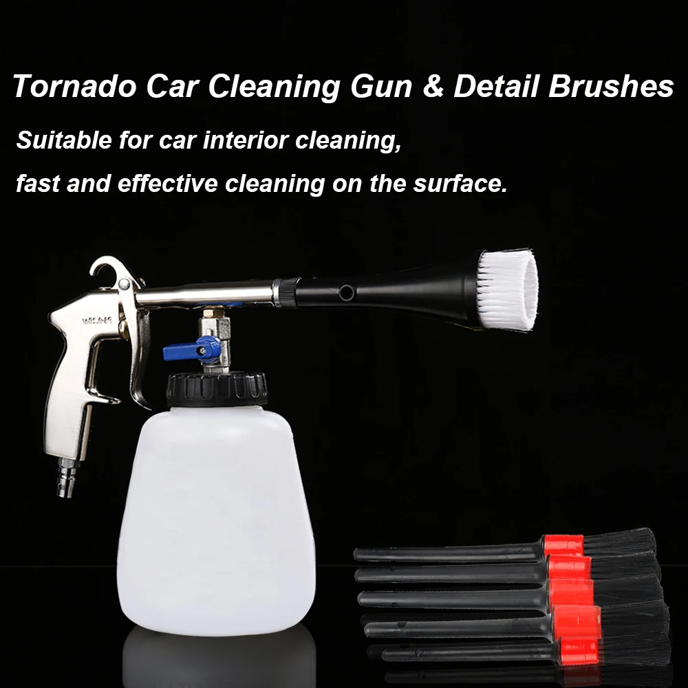 High Pressure Washer Detail Brush Tornado Car Washer Car Interior Deep Cleaning Gun With Brush Air Operated European Connector