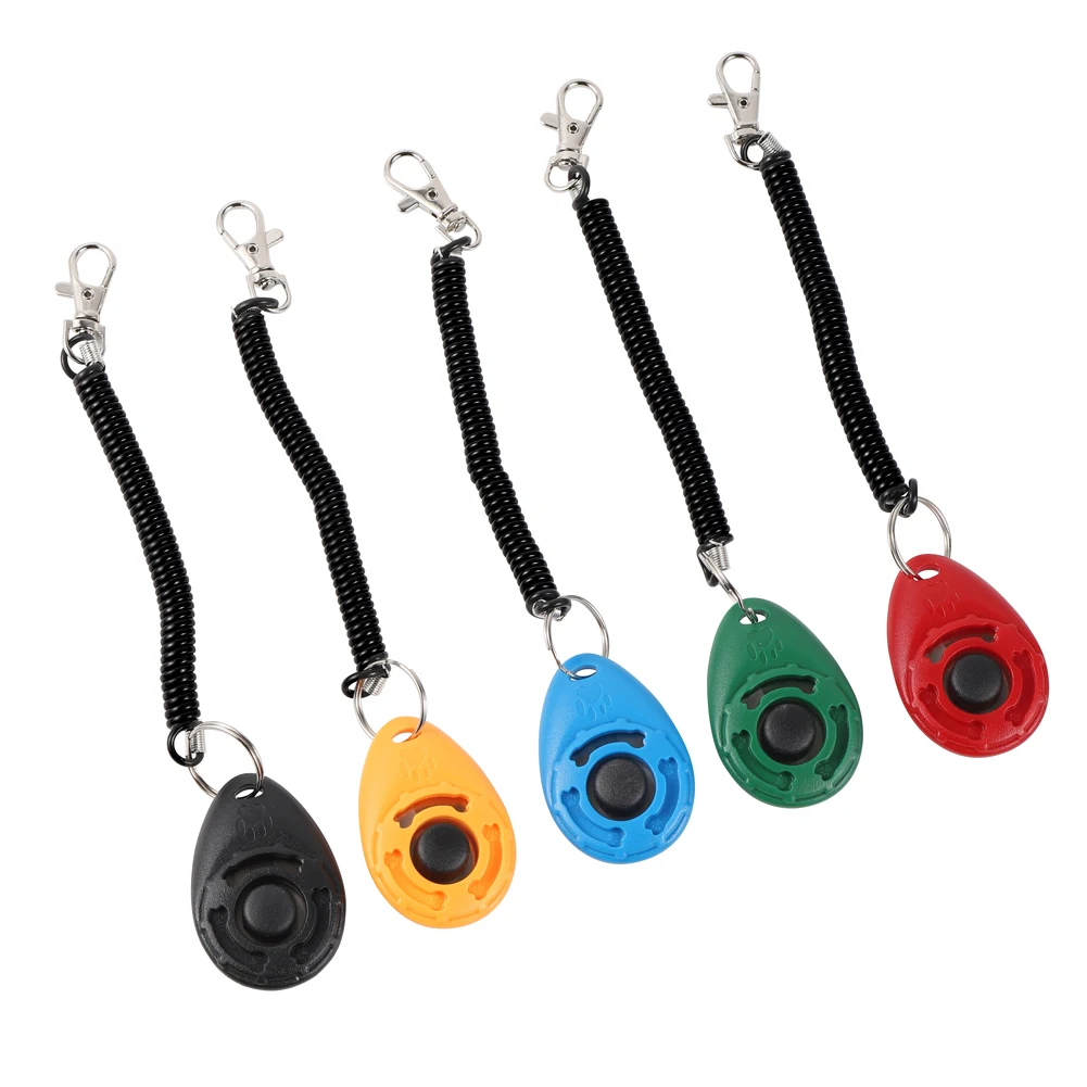 Dog Training Clicker Huisdier Kat Plastic Nieuwe Honden Klik Trainer Hulp Gereedschap Verstelbare Polsband Geluid Sleutelhanger Hond Levert