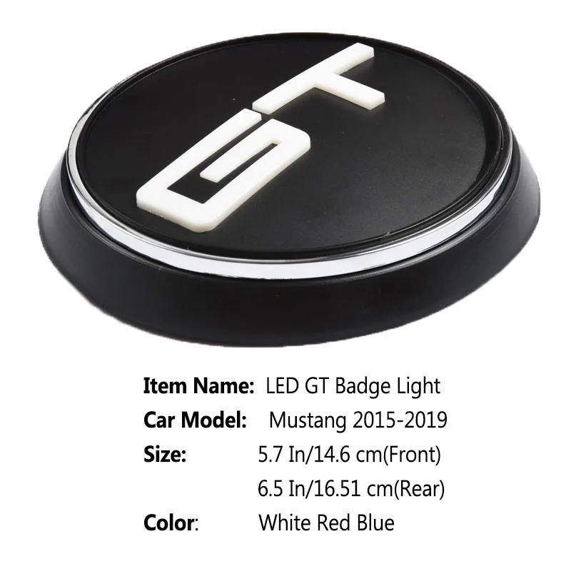 Good Quality 1pc New Car Styling 3 Colors LED Light Red Blue Black Rear Trunk Badge Emblem Sticker GT Style Fit For Ford Mustang