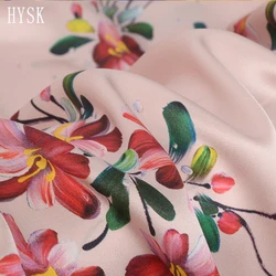 HYSK 100% pure silk satin fabric meadow vintage custom digital printing original heavy silk duchess charmeuse fabric stock E2518