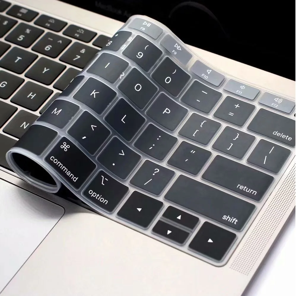 Peau de clavier anglais ue US pour Macbook Pro 13 15 2018 2019 couverture de clavier A1989 A1990 peau de Film de clavier étanche en silicone