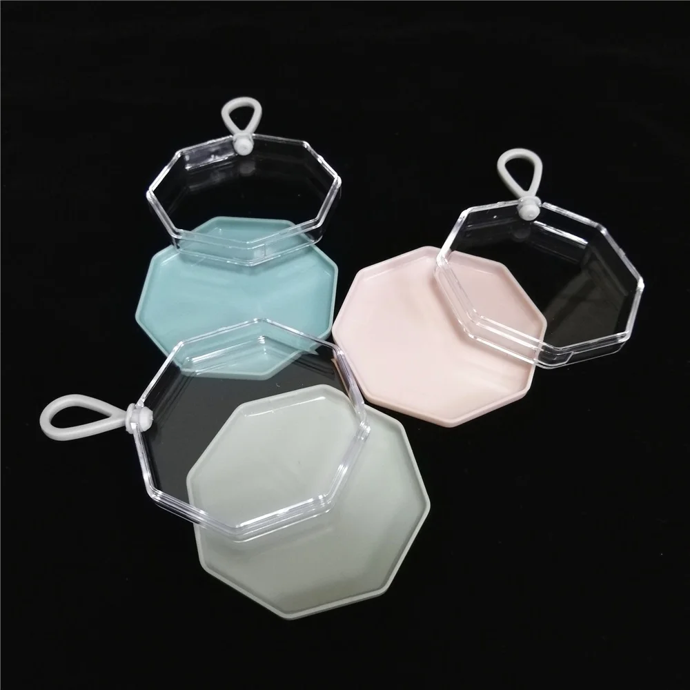 6x6cm Soft Flocking Powder Puff Natural Smooth Cosmetic Air Cushion Portable Suspenable Storage Case Transparent Box