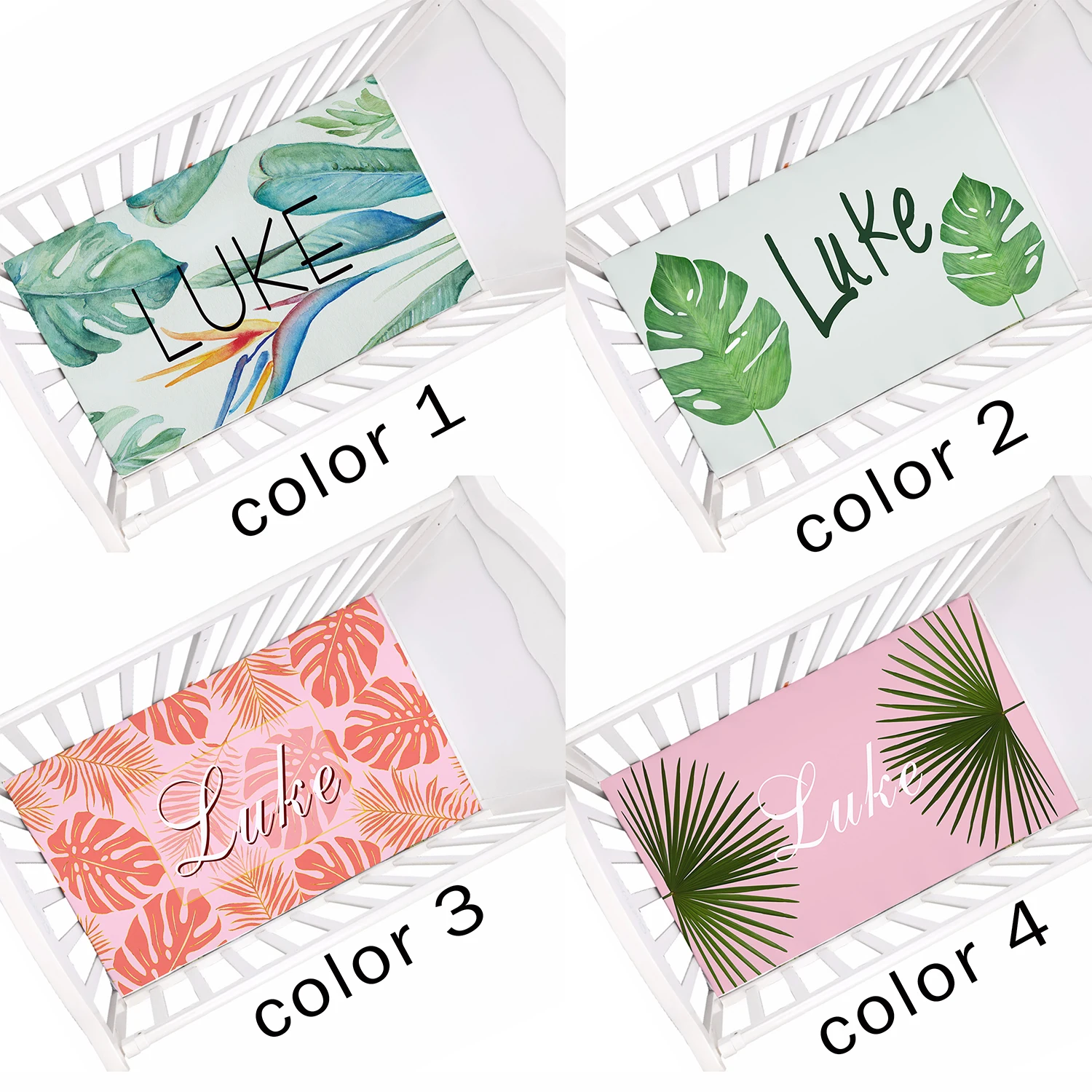 LVYZIHO Tropical Palm Frond Leaf Personalized Crib Sheets 28