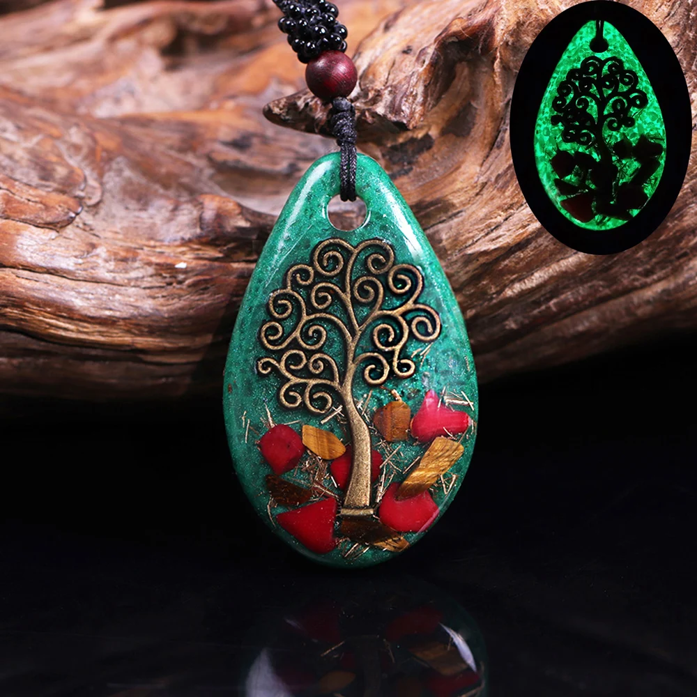 Tree Of Life Energy Necklace Orgone Healing Quartz Luminous Pendant Spiritual Yoga Reiki Chakra Necklace