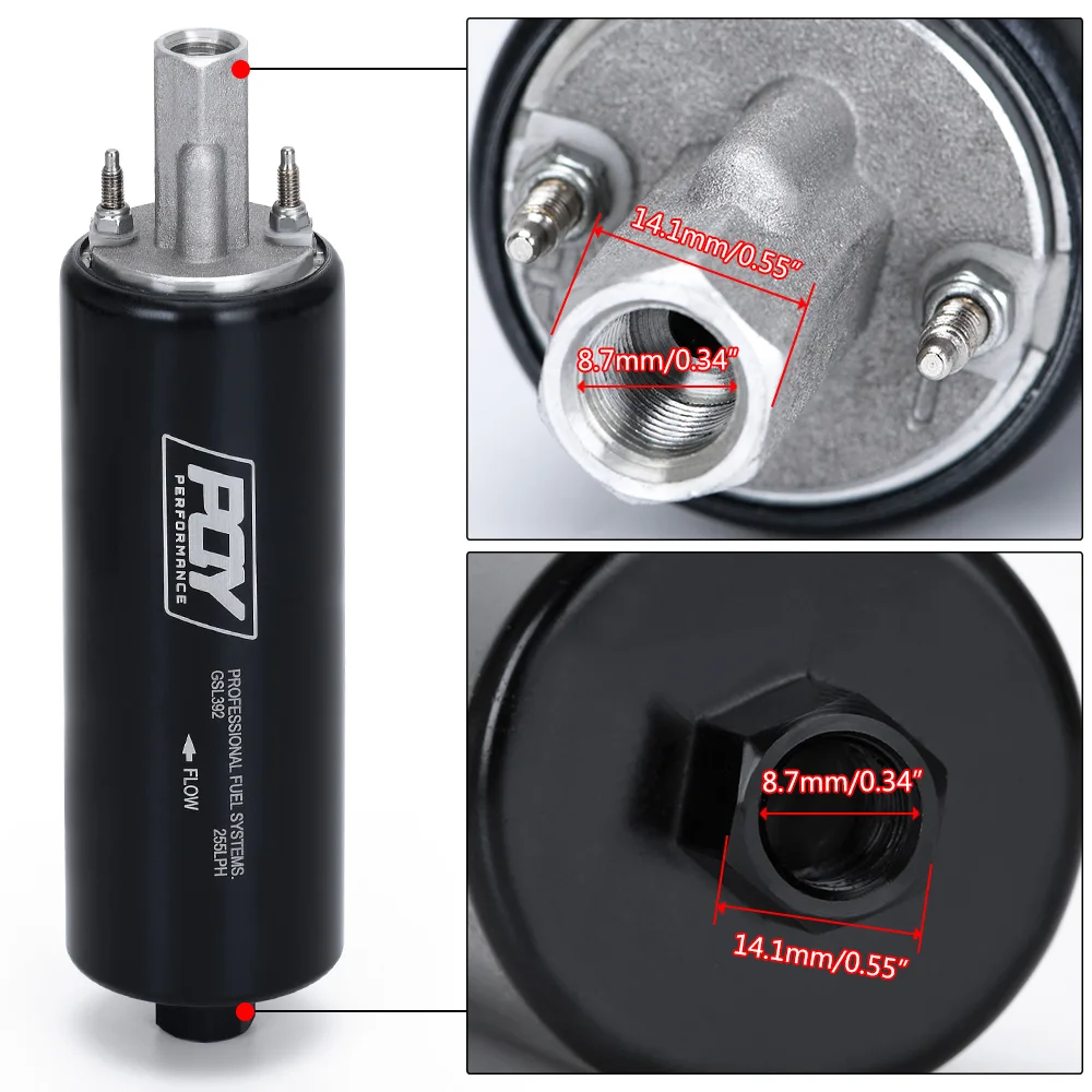 Wlr-Nero Universale di Alta Pressione di Flusso E Pompa Del Carburante GSL392 Linea Esterna 255LPH con Pqy Logo O Withou Logo WLR-FPB005