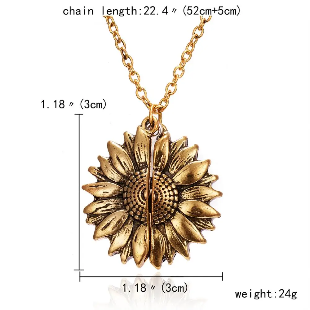 New You Are My Sunshine Necklace Alloy Open Locket Sunflower Necklaces Gold Color Colorful Pendant Collar Women Jewelry Gift