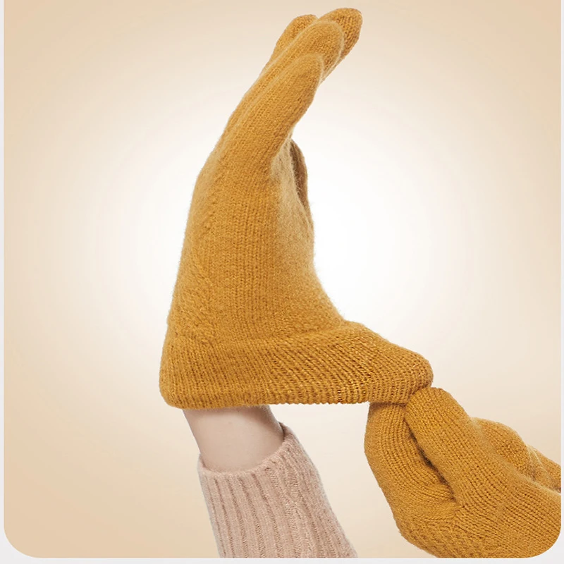 Touch Screen Cashmere Gloves for Women Men Winter Warm Thermal Knitted Double-Layer Thickened Windproof Cold-proof Woolen Gloves