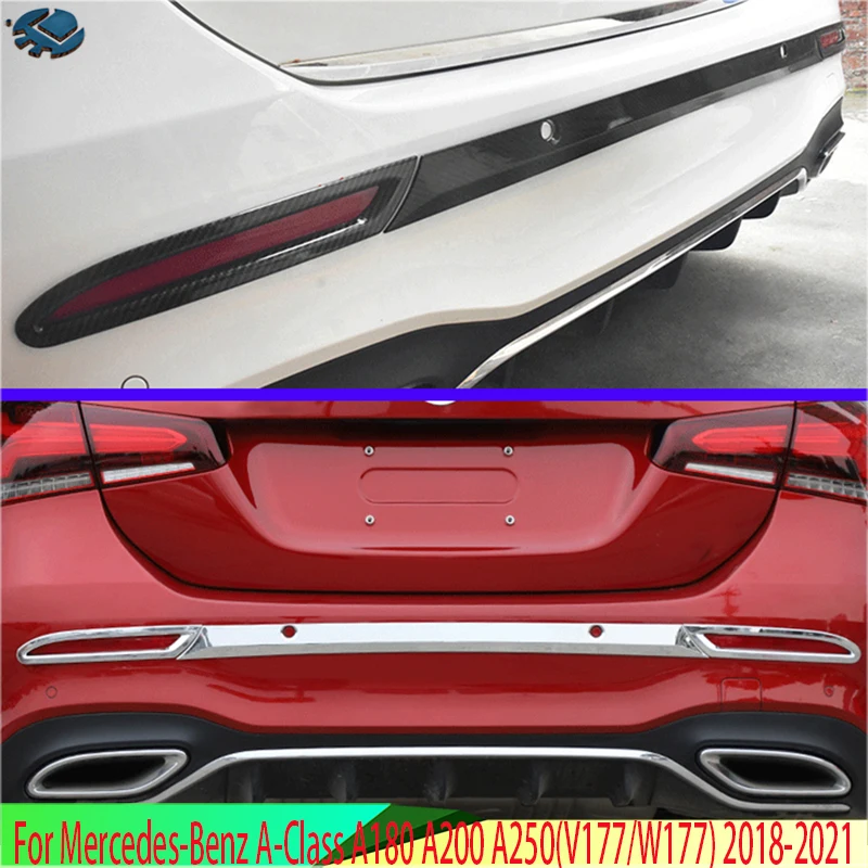 Para Mercedes-Benz UMA Classe-A180 A200 A250 (V177) 2018 2019 Acessórios Do Carro ABS Chrome Rear bumper guarnição luz de nevoeiro traseira guarnição