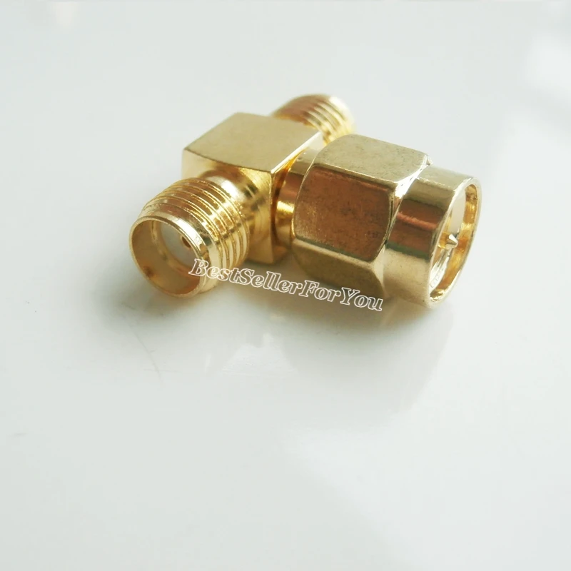 1Pcs SMA Connector Male To Two SMA Connector Female Triple T RF Adapter Connector 3 Way Splitter