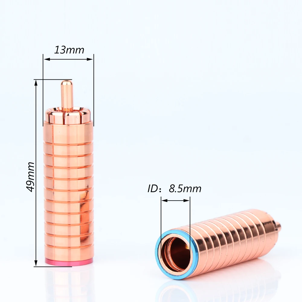 Latão com conector RCA banhado a cobre Solda de áudio Plugue RCA de 8 mm Cabo de áudio fono Plugue macho RCA