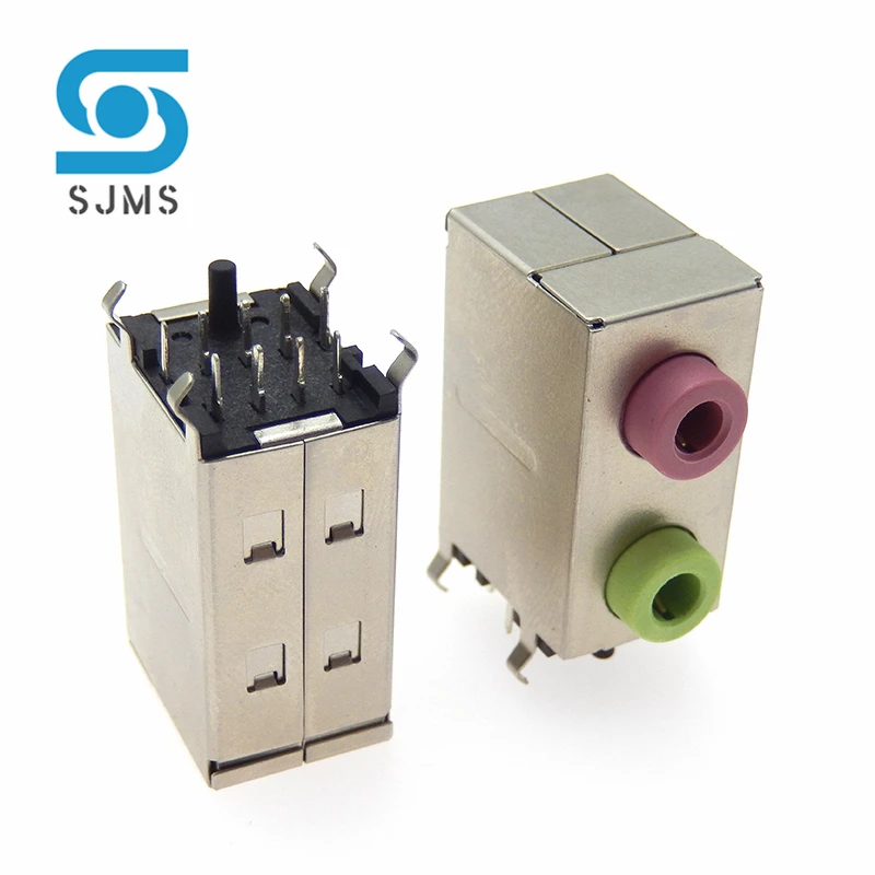 1Pcs PJ306E Headphone Jack 3.5mm 2P 3P red + green + Blue Desktop Computer Motherboard Audio Socket DIY Repair Connector 3.5