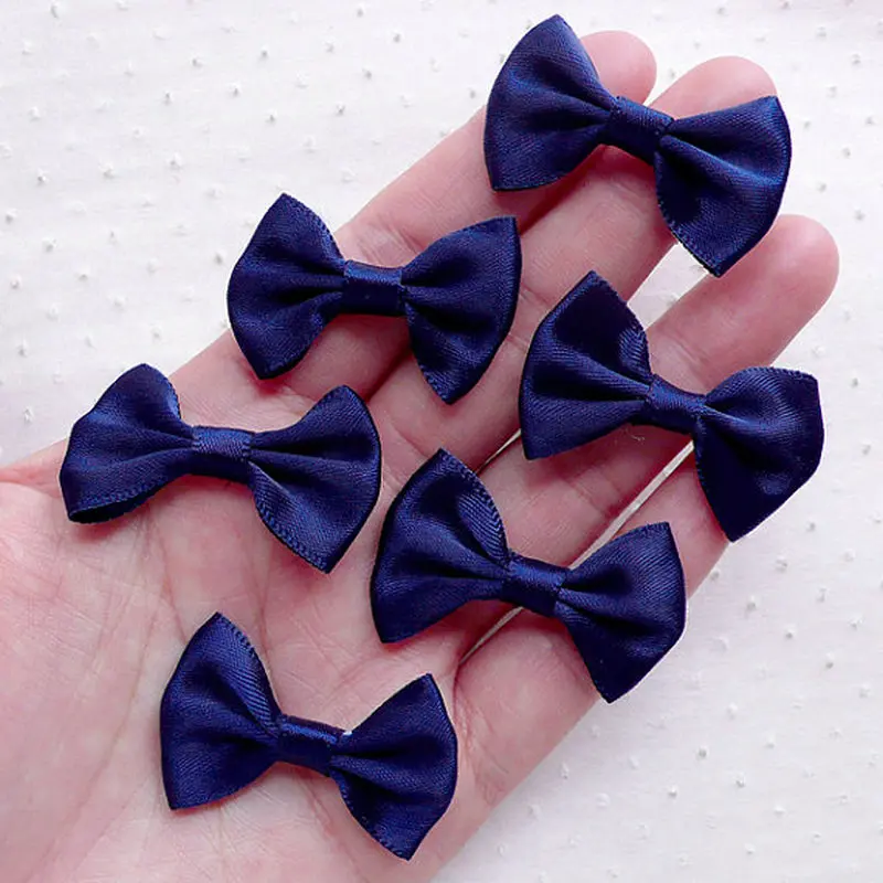 200pcs Navy Blue Bows/Satin Ribbon Bowties/Fabric Bow Ties 35mmx25mm/Navy Blue)Headband DIY Sewing Supplies Party Decoration