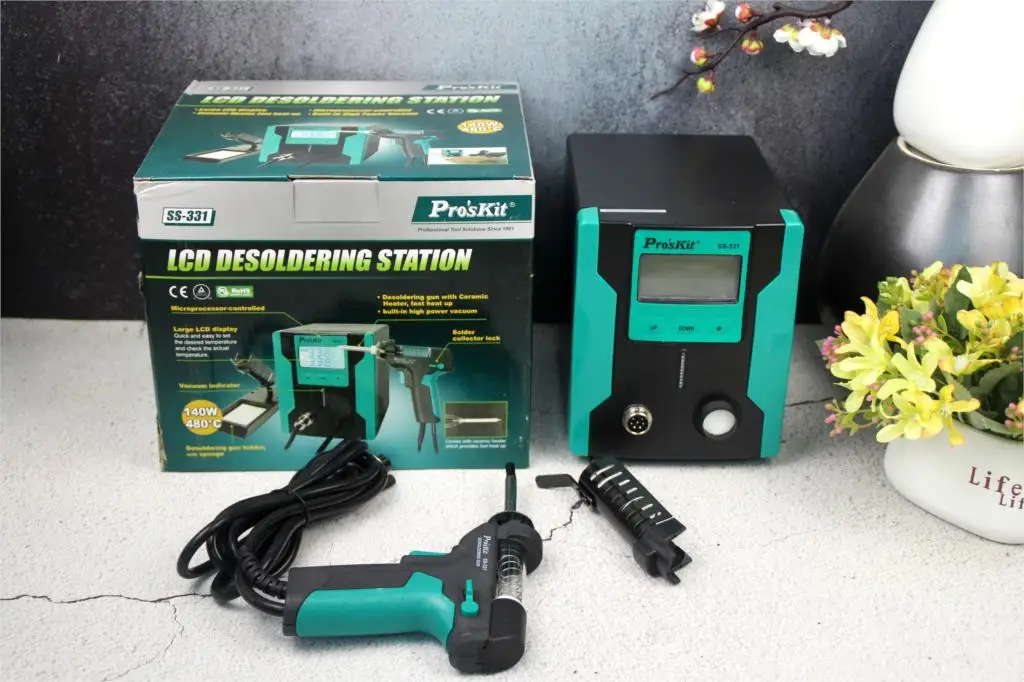 Pro'sKit SS-331H ESD LCD Digital BGA Desoldering Suction Electric Absorb sleeping function Desoldering Pump Solder Sucker Gun