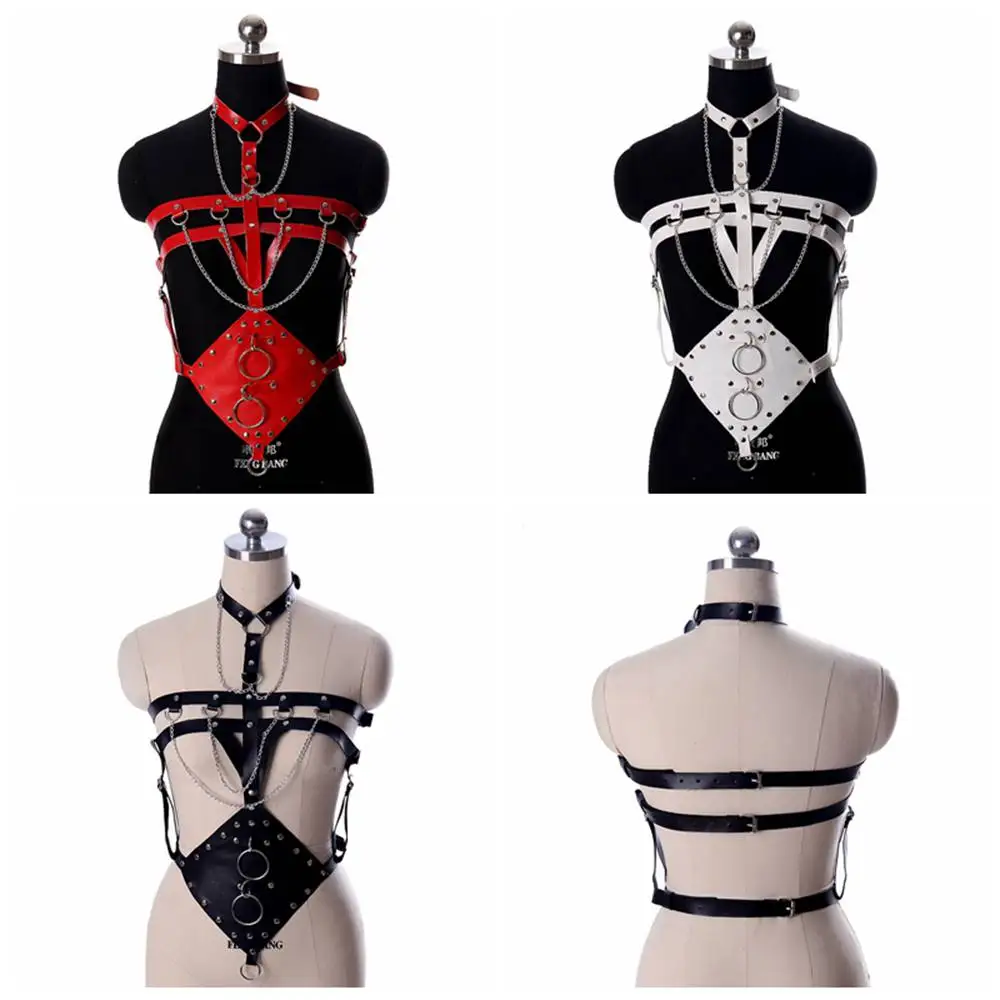 

Punk Goth Body Harness Fashion Tie Neck Bondage Adjust Waist Suspender Belt BDSM Leather Lingerie Erotic Garter Festival Rave