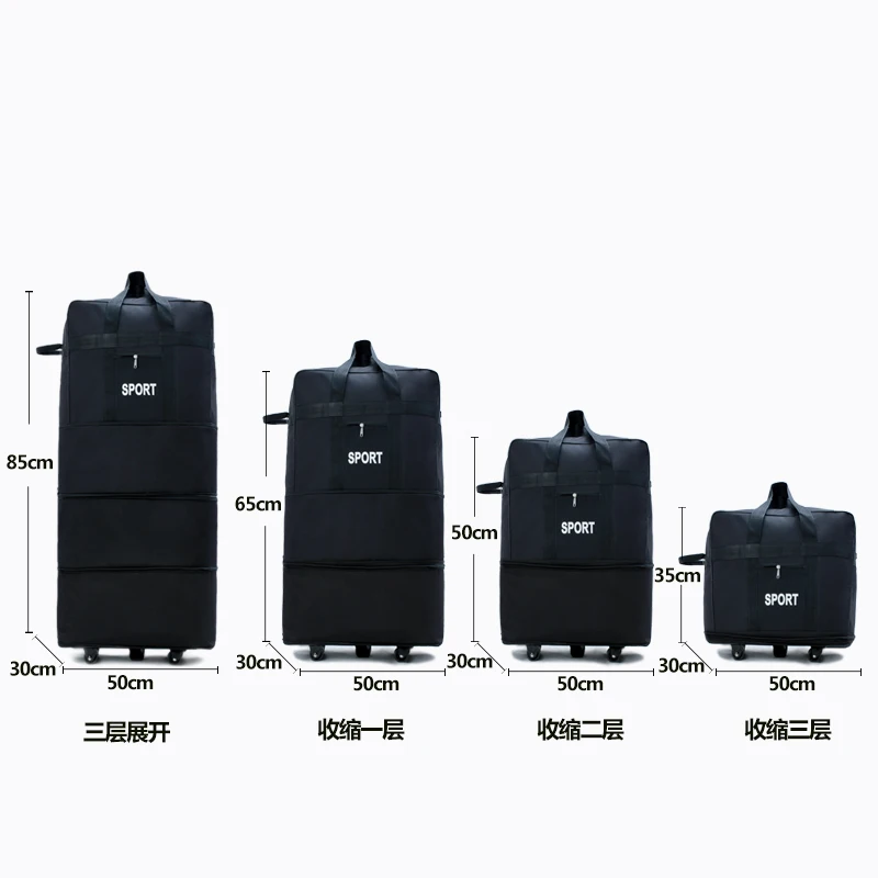 Air checked trolley suitcase bag study abroad luggage bag extra large Oxford travelling bag moving trolley bag pulley bag