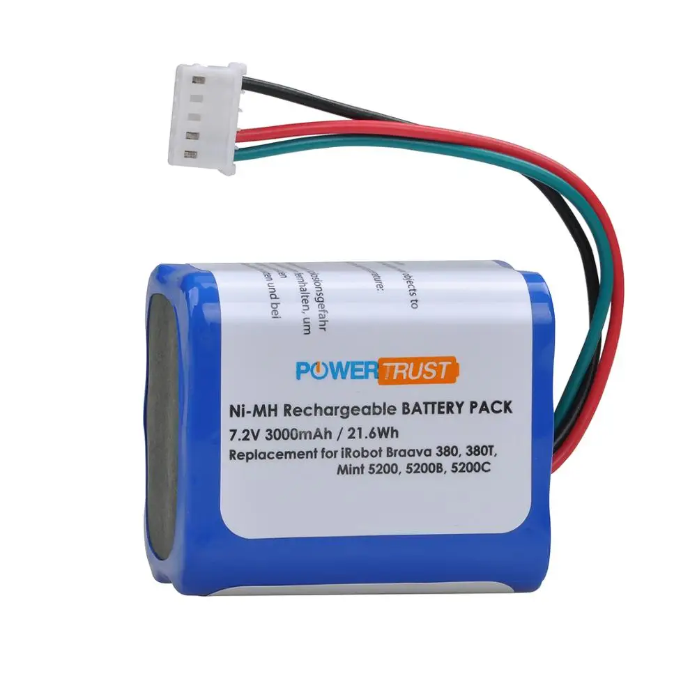 

3000mAh 7.2V Ni-MH 380T Vacuum Battery for IRobot Braava 380 380T Mint5200 5200B 5200C Floor Mopping Robots Batteries