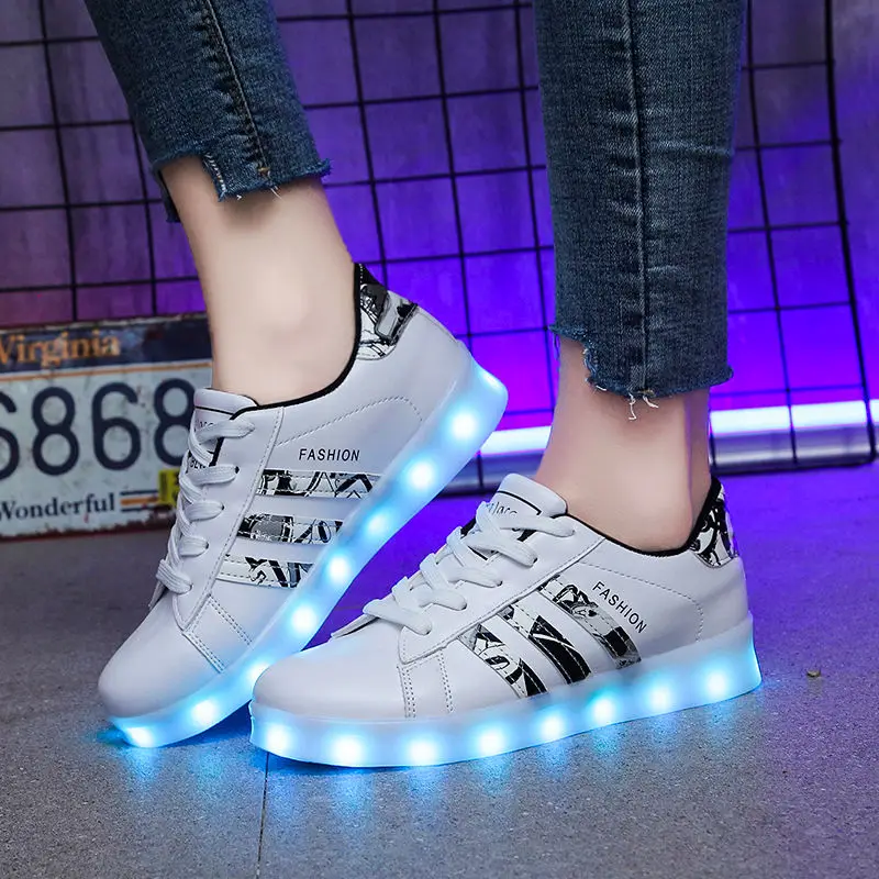 Lady Men Boy USB Luminous Light Women Flat Led Shoes Light Up Night Adult Party Dacance Glowing Sneakers Party LED Footwear Shoe