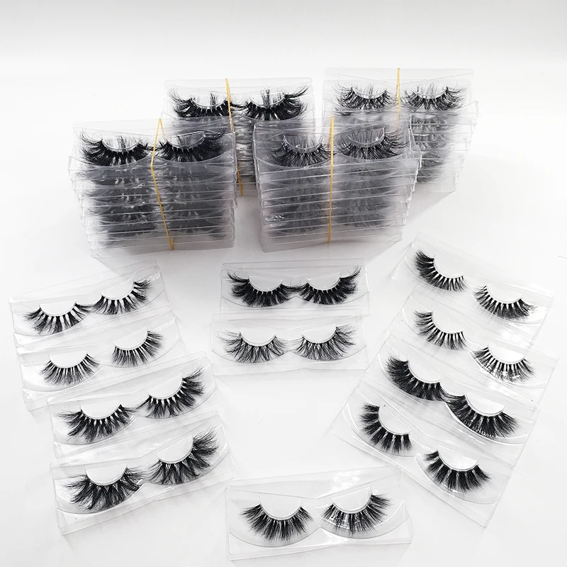 Wholesale multi styles 30 pairs transparent band lash no box Eyelashes 5D Mink Lashes Handmade 30 pack Lashes mink lashes