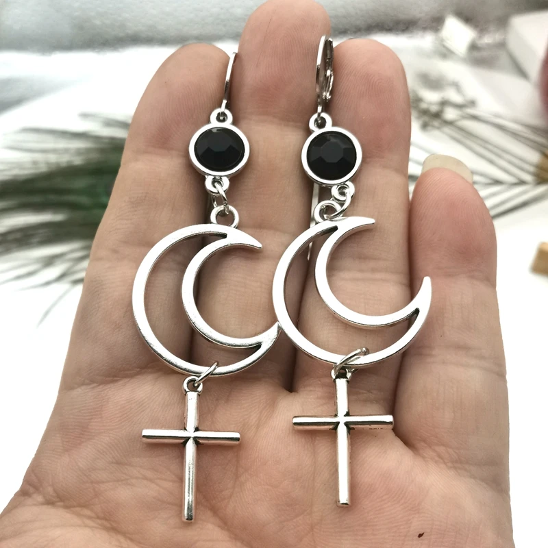 Lilith Earrings with Hematite Beads,Female Earrings,dark Feminine Energy Earrings,occult,Luciferian Satanic Amulet Talisman