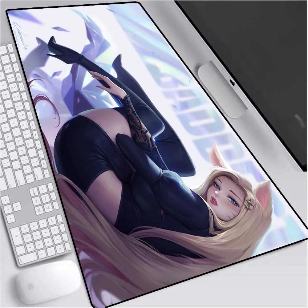 Mairuige Anime Cute Fox Girl Large Mouse Pad Black Lock Edge Home Fashion Computer Keyboard Desk Pad Speed Rubber Non-Slip Xxl