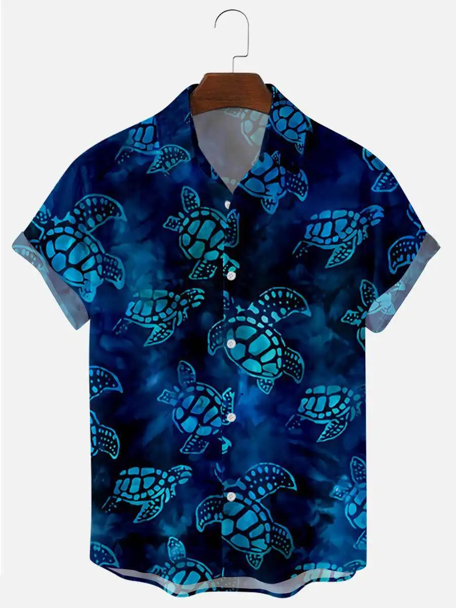 

2021 Summer Short-sleeved Shirt Plus Size Tortoise Digital Printing Men's Top