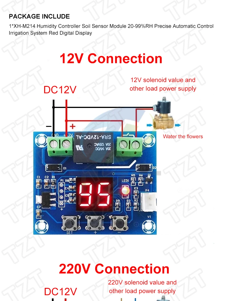 TZT Kapazitiver Bodenfeuchtesensor Modul Bodenfeuchtigkeits-Digitalanzeige Relais-Steuermodul Automatische Bewässerung für Arduino – Detail 15