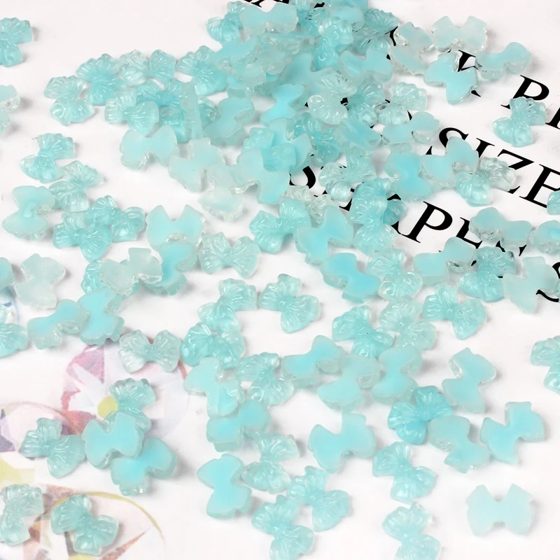 Mini 6X8MM ResinTransparent Jelly Bow knot 3D Charms Nail Rhinestones 30PCS/100PCS For DIY Nails Art Decorations