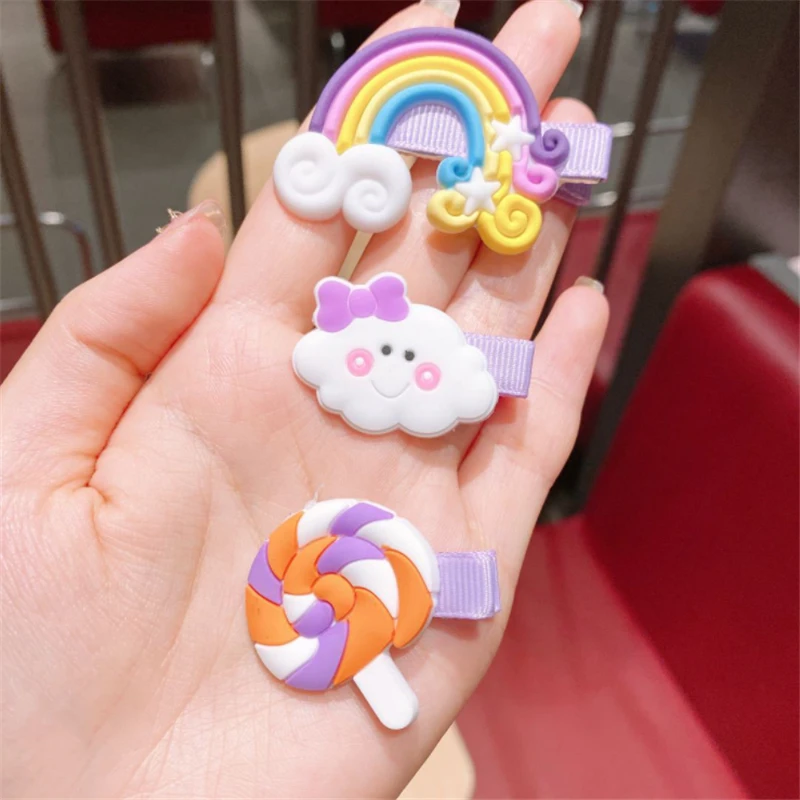 New children's super cute cute lollipop rainbow hairpin girls baby color hairpin bangs small clip hair accessories