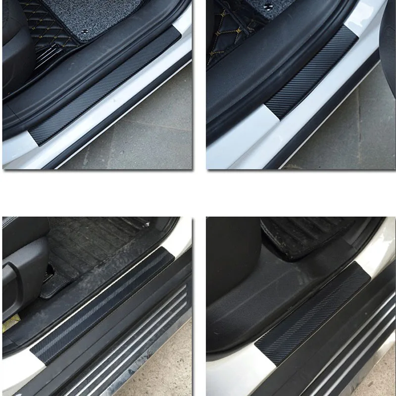 4Pcs Car Door Sill Protector Door Sill Scuff Plate Stickers for Ford Focus Fusion Escort Kuga Ecosport Fiesta Falcon EDGE/Explor